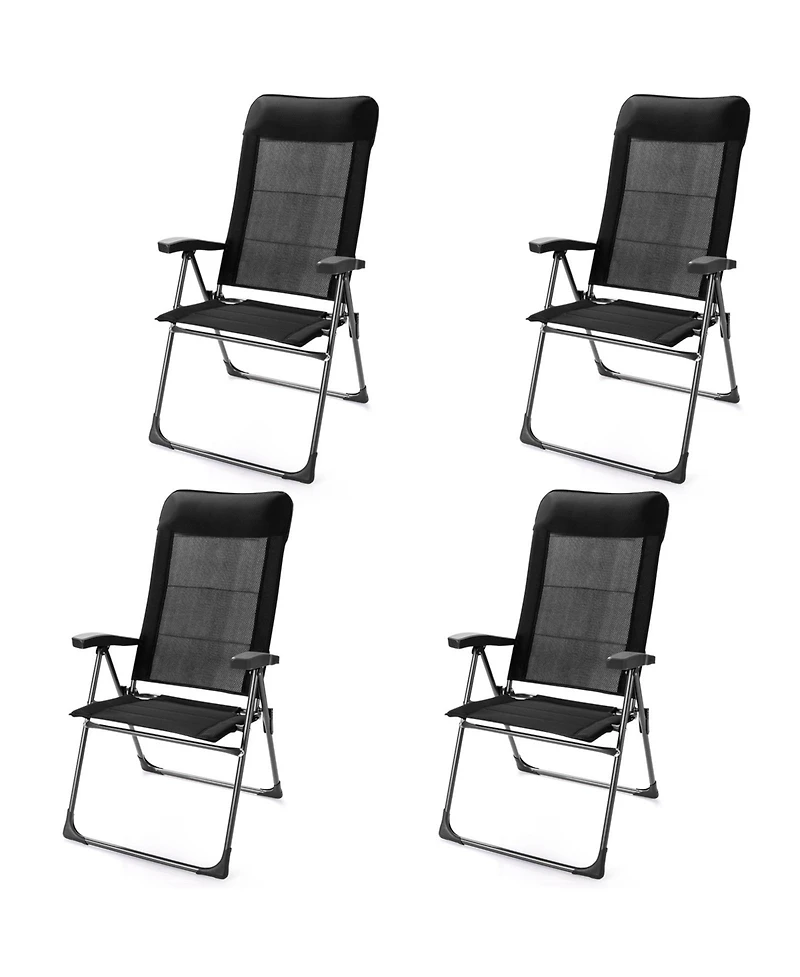 Slickblue 2 Pcs Portable Patio Folding Dining Chairs with Headrest Adjust for Camping -Black