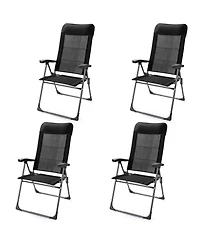 Slickblue 2 Pcs Portable Patio Folding Dining Chairs with Headrest Adjust for Camping -Black