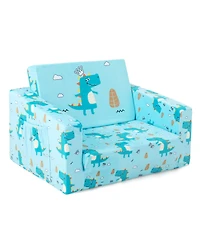 Slickblue Kids Recliner Sofa Converts to Sleeper Bed for Boys Girls-Blue