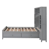 Streamdale Full Size Wooden Bed With All-In-One Cabinet And Shelf