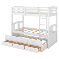 Streamdale Twin Over Twin Wood Bunk Bed With Trundle And Drawers