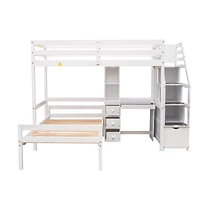 Streamdale Twin Loft Bed with Stairs, Desk, Storage