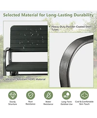Slickblue 2-Seat Porch Glider with Hdpe Back Seat and Steel Frame