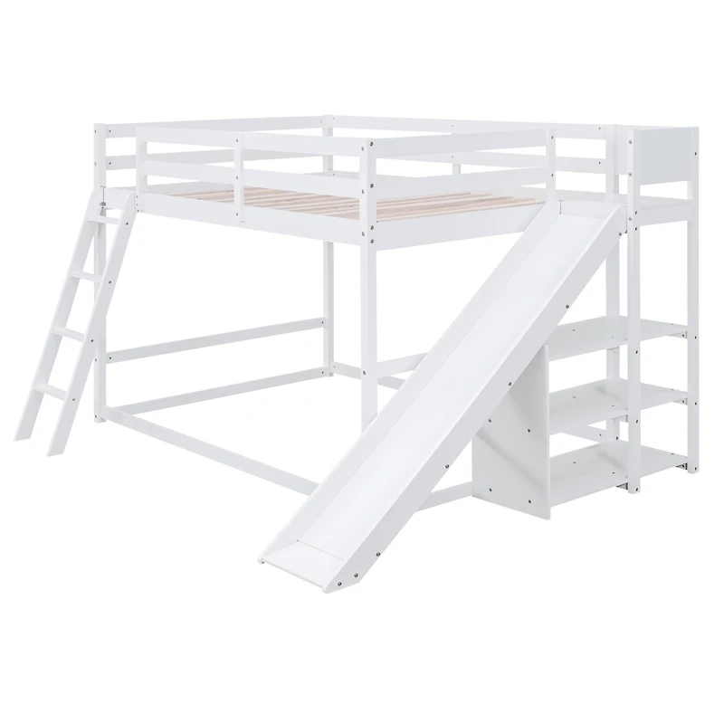 Streamdale Full Over Bunk Bed With Ladder, Slide And Shelves