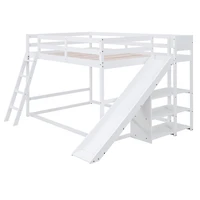 Streamdale Full Over Bunk Bed With Ladder, Slide And Shelves