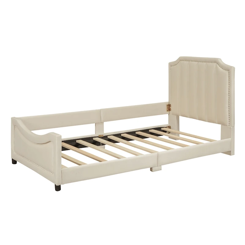 Streamdale Gray Striped Upholstered Twin Daybed