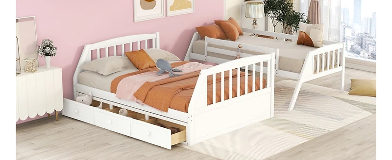 Streamdale Twin-Over-Full Bunk Bed With Drawers, Ladder And Storage Staircase