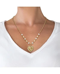 Jessica Simpson Womens Heart Necklace 16" + 2" - Gold-Tone Heart Pendant Necklace with Clear Crystal Embellishments