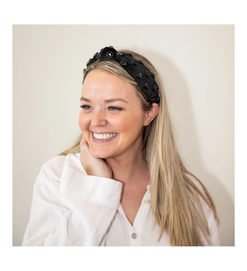 Stone Quartz Traditional Knot Headband - Black