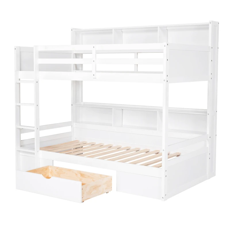 Streamdale Twin Bunk Bed with Shelves and Drawer
