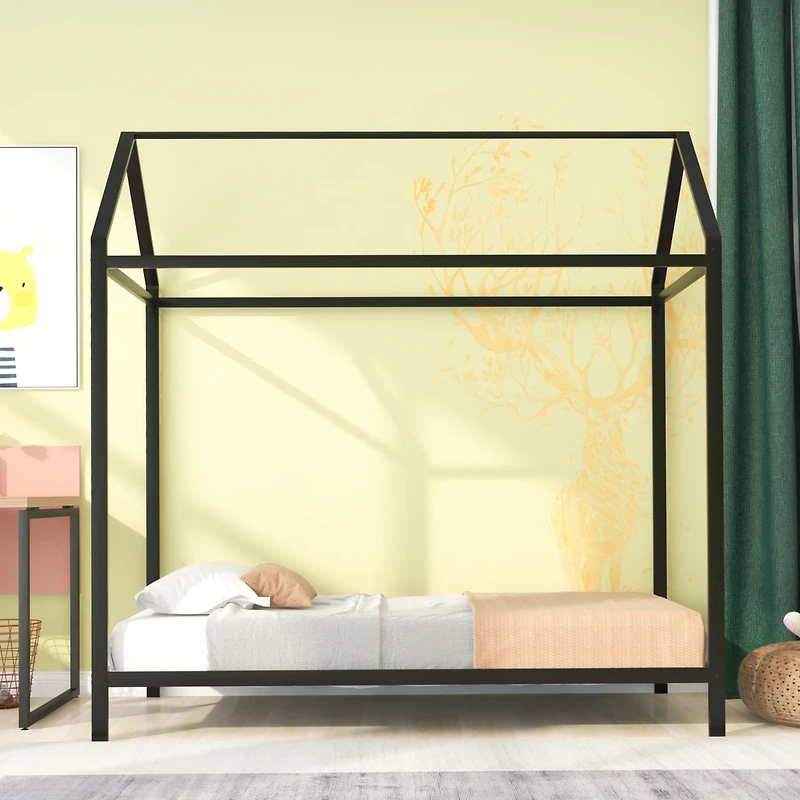 Streamdale Twin Metal Floor Bed Frame for Kids