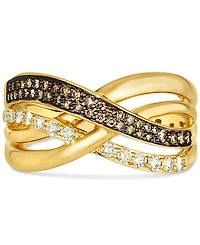 Le Vian Chocolate Diamond & Nude Diamond Crossover Ring (1/3 ct. t.w.) in 14k Gold
