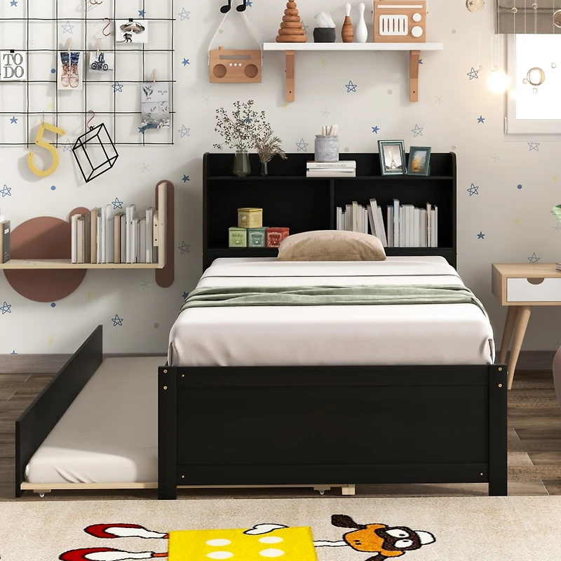 Streamdale Twin Bed With Trundle, Bookcase