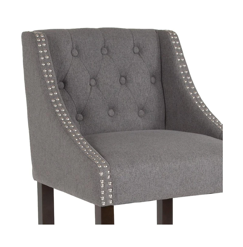 Hadleigh Upholstered Barstool 30" High Transitional Tufted Barstool With Accent Nail Trim