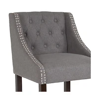 Hadleigh Upholstered Barstool 30" High Transitional Tufted Barstool With Accent Nail Trim
