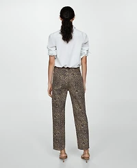 Mango Women's Leopard-Print Straight Jeans