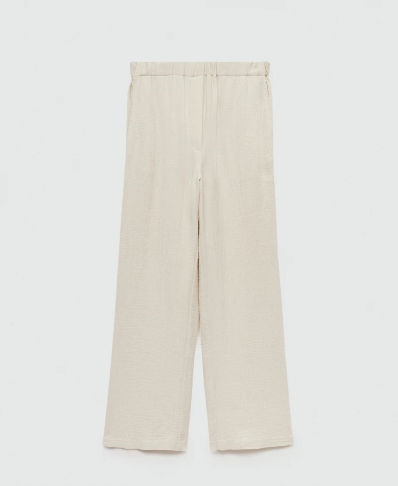Mango Women's Cotton Wide Leg Trousers