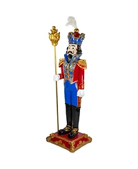 Northlight White and Gold Standing Christmas Nutcracker Soldier Holding a Sceptor 6.5 ft