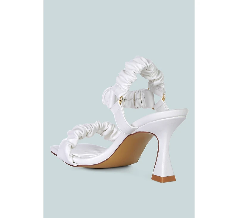 merker ruched spool heel casual sandals