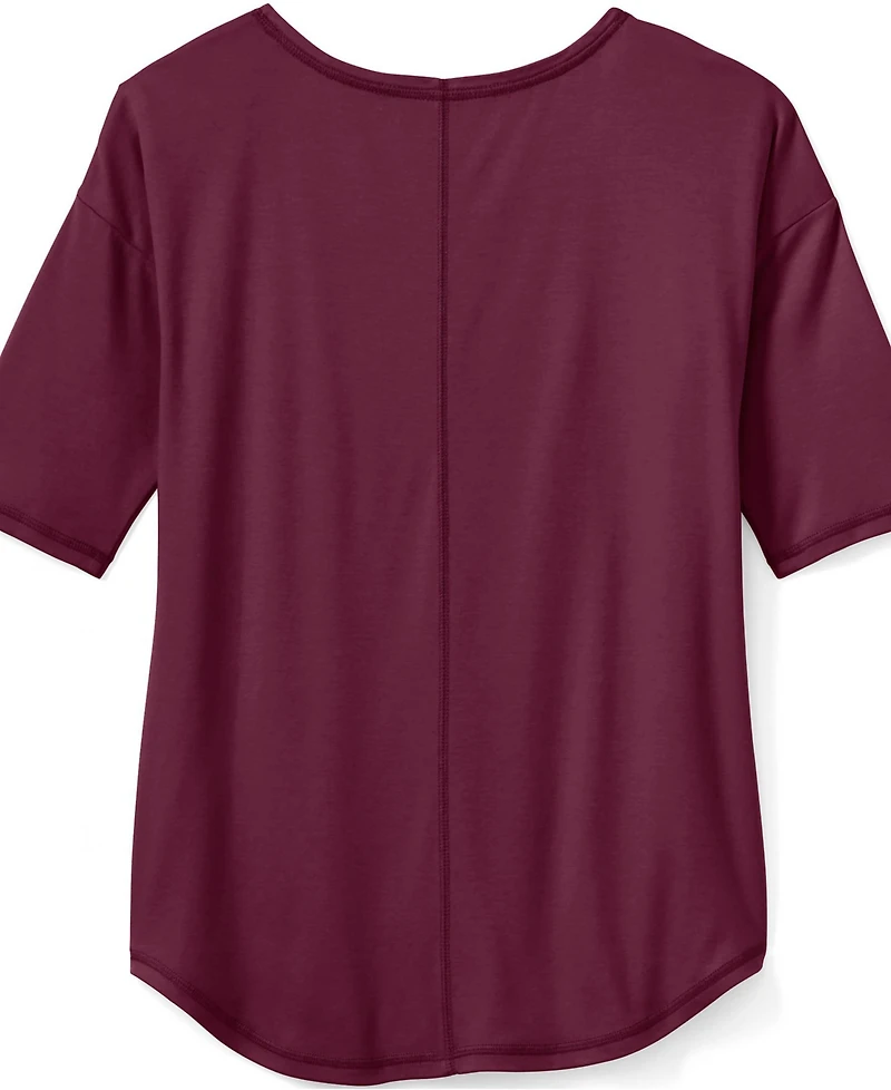 Lands' End Women's Supima Micro Modal Elbow Sleeve Balletneck Curved Hem Top