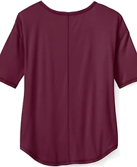 Lands' End Women's Supima Micro Modal Elbow Sleeve Balletneck Curved Hem Top