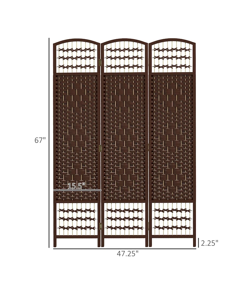 Homcom 3 Panel Room Divider, Folding Screen, 5.6', Brown