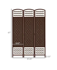 Homcom 3 Panel Room Divider, Folding Screen, 5.6', Brown