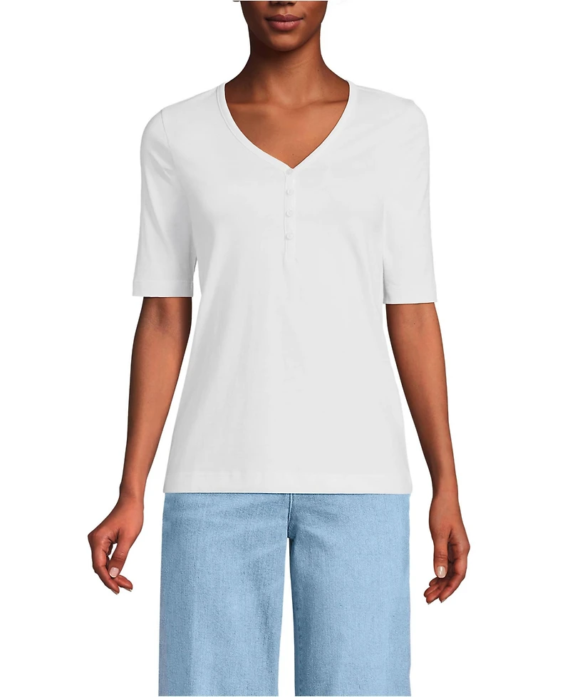 Lands' End Women's Supima Cotton Henley T-Shirt
