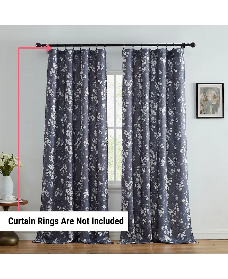 Hlc.me Ashley Floral Patterned Light Blocking Curtain Rod Pocket Pole Top Panels