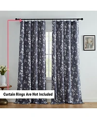 Hlc.me Ashley Floral Patterned Light Blocking Curtain Rod Pocket Pole Top Panels