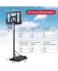 Slickblue Portable Basketball Hoop with 9-Position Adjustable Height