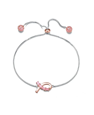 GiGiGirl Sterling Silver Two Tone with Pink Cubic Zirconia Loop Bracelet