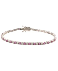 Suzy Levian New York Sterling Silver Sapphire & Created White Alternating Pave Tennis Bracelet