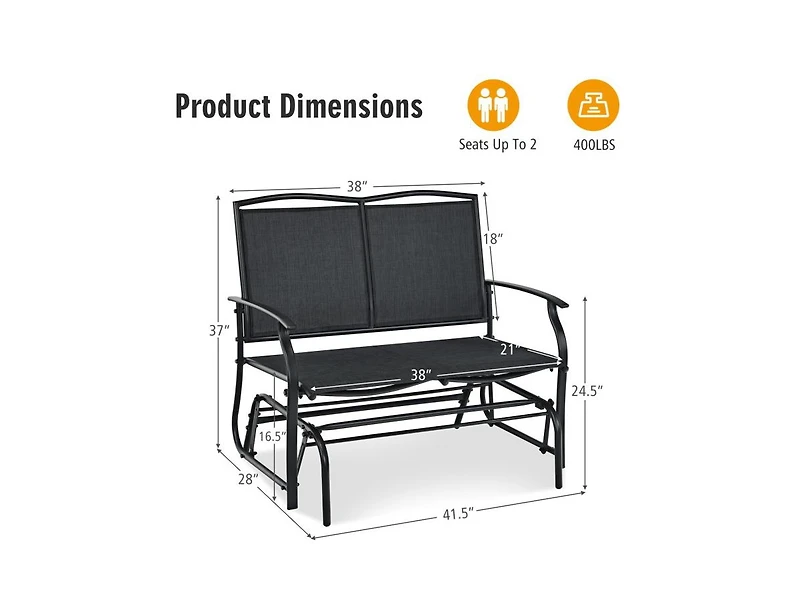 Slickblue Iron Patio Rocking Chair for Outdoor Backyard and Lawn