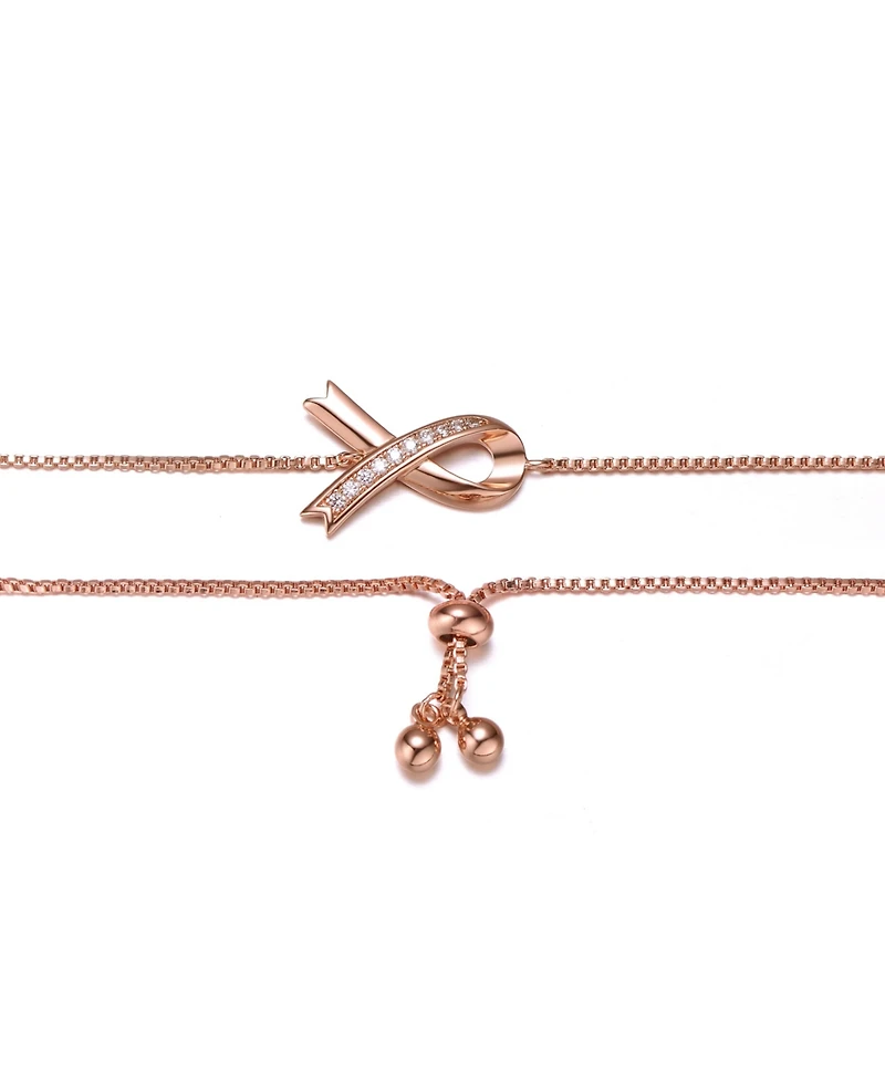 GiGiGirl Sterling Silver 18K Rose Gold Plated with Clear Cubic Zirconia Loop Bracelet