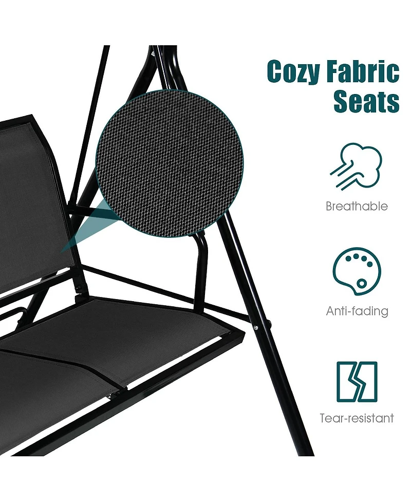 Slickblue 3 Person Patio Swing with Polyester Angle Adjustable Canopy