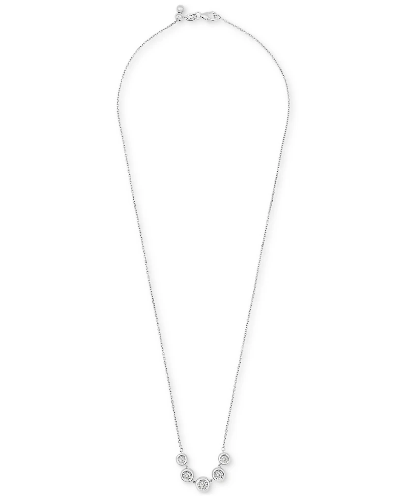 Diamond Bezel Five Stone Adjustable 18" Collar Necklace (1/2 ct. t.w.) Sterling Silver or 14k Gold-Plated