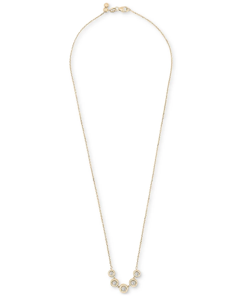 Diamond Bezel Five Stone Adjustable 18" Collar Necklace (1/2 ct. t.w.) Sterling Silver or 14k Gold-Plated