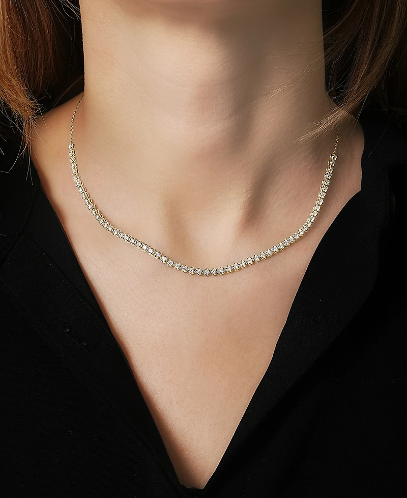 Diamond Bezel Adjustable 17" Tennis Necklace (2 ct. t.w.) in 14k White Gold or 14k Yellow Gold, Created for Macy's