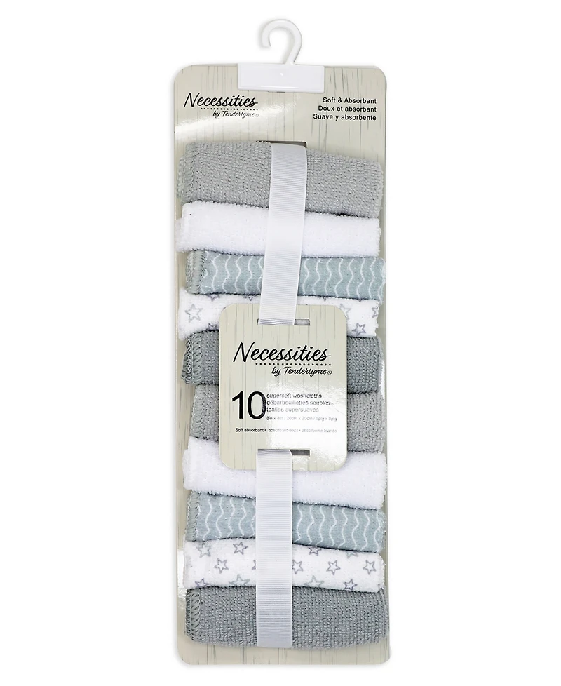 Tendertyme Baby Boys and Girls Stars 2 Pack Hooded Bath Towel Wash Cloth Set