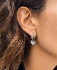 Adornia Silver Heart Huggie Earrings