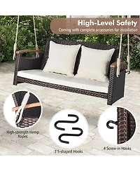 Sugift 2-Person Patio Rattan Porch Swing