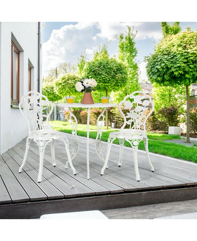 Slickblue Outdoor Cast Aluminum Patio Furniture Set with Rose Design