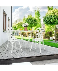 Slickblue Outdoor Cast Aluminum Patio Furniture Set with Rose Design