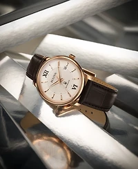 Bulova Unisex Automatic Hudson Brown Leather Strap Watch 39mm