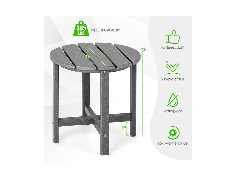 Slickblue 18 Inch Round Weather-Resistant Adirondack Side Table