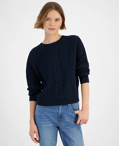 Tommy Hilfiger Women's Ribbed Cable-Knit Sweater