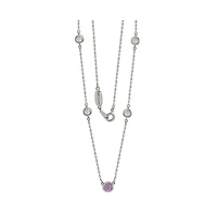 Suzy Levian Sterling Silver Sapphire & Created White Sapphire 5 Stone Station Necklace