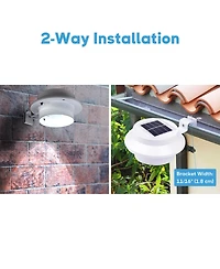Outdoor 3 Led Solar Power Garden Gutter Light IP44 Cool White Yard Doorway Fence Lamp with Bracket