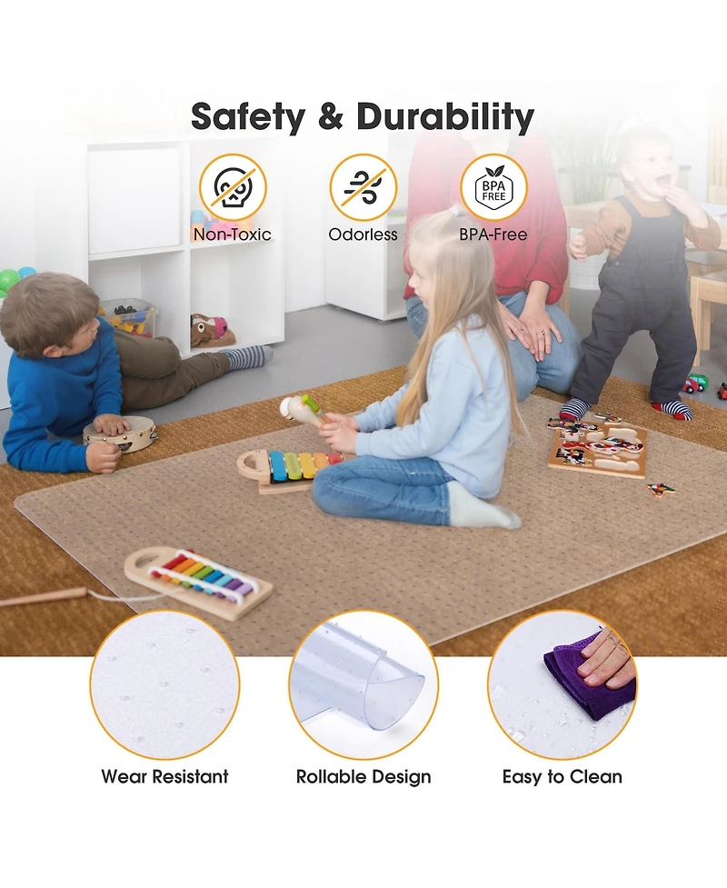 Yescom Clear Office Chair Mat for Low Pile Carpet 48" x 36" Thicken 1/8" Rectangle Plastic Floor Protector Home Studio